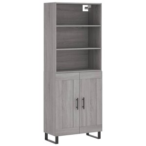 vidaXL Buffet haut Sonoma gris 69 5x34x180 cm Bois d'ingénierie