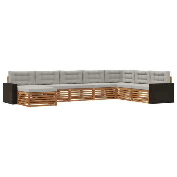 vidaXL Ensemble de canapés d'extérieur 8 Pièces Naturel et gris clair