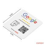 Plaque Google Avis Reviews - QR Code NFC RFID sans contact - Adhésive Vitrine Comptoir Table - 12x12cm - GG12FR