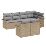 vidaXL Set de jardin 7 pièces avec coussins en poly rattan beige