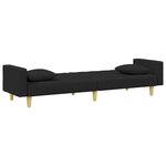 vidaXL Canapé-lit à 2 places et oreillers et repose-pied noir tissu