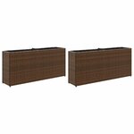 vidaXL Jardinières avec 2 pots 2 Pièces marron 90x20x40 cm résine tressée