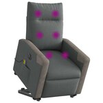 vidaXL Fauteuil inclinable de massage électrique Gris foncé Tissu