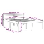 vidaXL Lit pour personne âgée sans matelas 140x190 cm bois pin massif