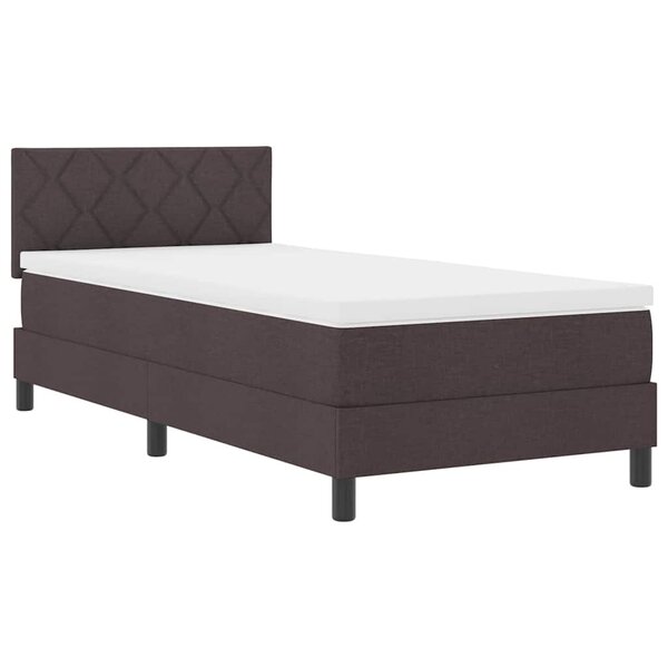 vidaXL Lit boxspring avec matelas Marron foncé 90 x 200 cm tissu