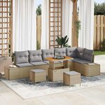 vidaXL Ensemble de canapé de jardin 9 Pièces Beige  Gris clair