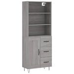 vidaXL Buffet haut Sonoma gris 69 5x34x180 cm Bois d'ingénierie