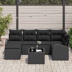 vidaXL Ensemble de canapé de jardin 7 Pièces Noir polyrotin