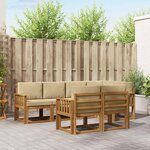 vidaXL Ensemble de canapés d'extérieur 7 Pièces Naturel et Beige