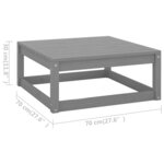 vidaXL Salon de jardin 10 Pièces avec coussins Gris Bois de pin massif