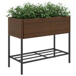 vidaXL Jardinières avec étagère 2 Pièces brun 90x40x75 cm résine tressée