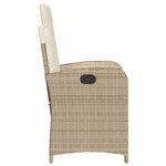 vidaXL Chaises inclinables de jardin lot de 2 et coussins beige rotin