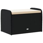 vidaXL Banc de rangement avec coussin noir 80x51x52 cm résine tressée