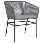 vidaXL Ensemble à manger jardin coussins 3 Pièces gris poly rotin verre