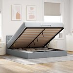 vidaXL Lit ottoman avec matelas gris clair 160x200 cm tissu