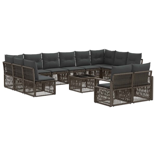vidaXL Ensemble de canapé de jardin 13 pc Gris polyrotin