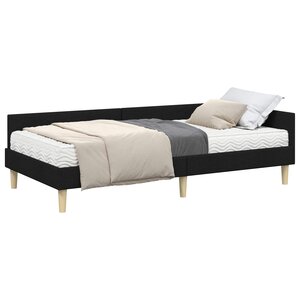 vidaXL Cadre de lit d'angle avec matelas 2 pc Noir 100 x 200 cm tissu