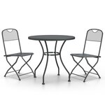 vidaXL Ensemble à manger de jardin 3 Pièces Maille Métal Anthracite