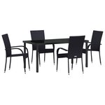 vidaXL Ensemble de salle à manger de jardin 5 pièces – poly rattan noir