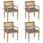 vidaXL Chaises Batavia avec coussins 4 Pièces Bois de teck solide