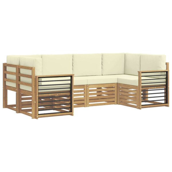 vidaXL Ensemble de canapés d'extérieur 6 pc Blanc et crème Polyester