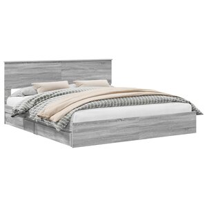 vidaXL Lit de Rangement Gris Sonoma 180 x 200 cm Bois d'ingénierie