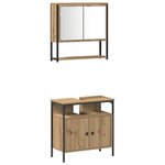 vidaXL Ensemble de mobilier de salle de bain avec porte 3 Pièces Marron