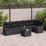vidaXL Ensemble de canapé de jardin 7 Pièces Beige Poly rotin