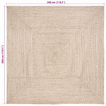 vidaXL Tapis de surface Carré Naturel et Blanc 300 x 300 cm Jute