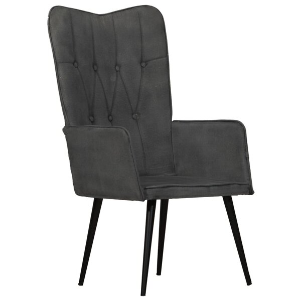 vidaXL Chaise à oreilles Noir Toile