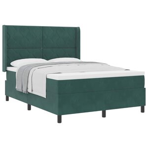 vidaXL Lit à ressorts avec matelas Vert foncé 140 x 200 cm Velours