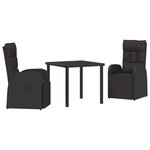 vidaXL Ensemble de 3 pièces de salle à manger de jardin avec coussins en rotin poly noir