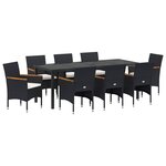 vidaXL Ensemble de salle à manger pour jardin 9 pc Noir polyrotin