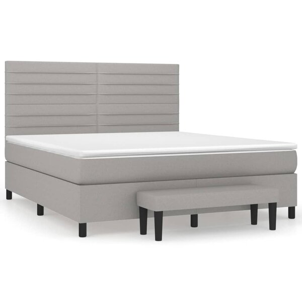 vidaXL Sommier à lattes de lit avec matelas Gris clair 180x200cm Tissu