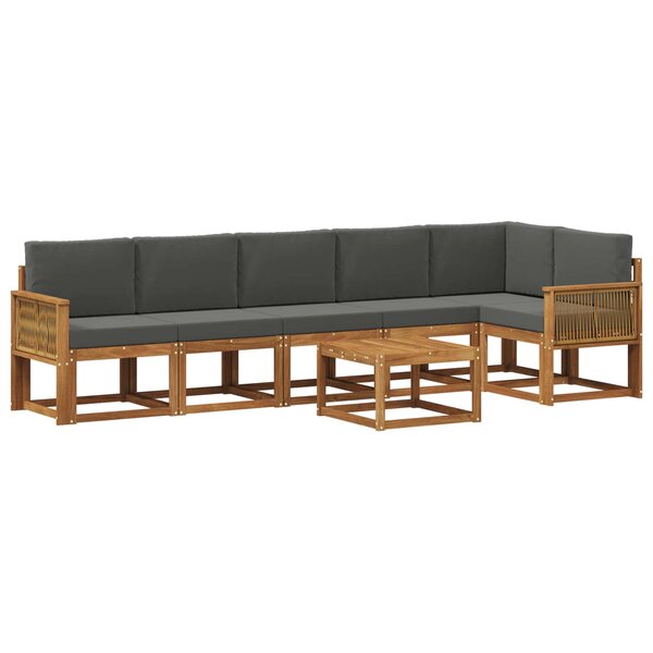 vidaXL Ensemble de canapés d'extérieur 7 pc Naturel et Anthracite