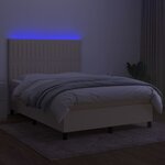 vidaXL Sommier à lattes de lit et matelas et LED Crème 140x200cm Tissu