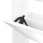 vidaXL Armoire chaussures miroir 3niveaux Blanc brillant 63x17x102 5cm