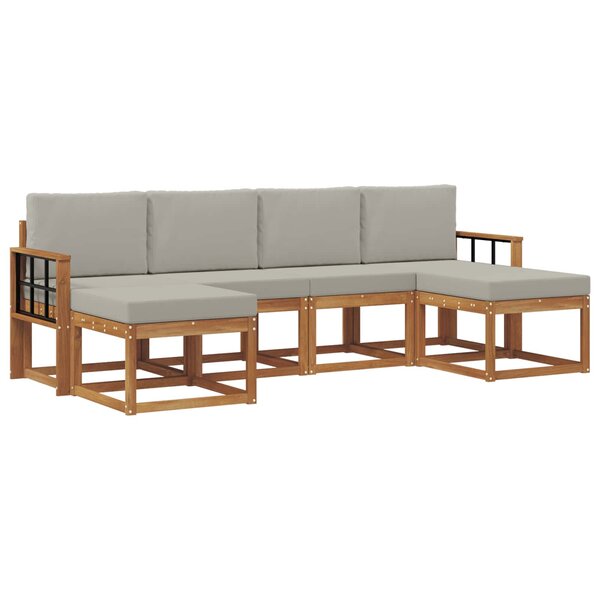 vidaXL Ensemble de canapés d'extérieur 6 Pièces Gris Naturel et Clair