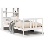 vidaXL Lit bibliothèque sans matelas blanc 90x200cm bois de pin massif