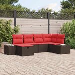 vidaXL Ensemble de canapé de jardin 6 Pièces Marron polyrotin