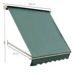 Store banne manuel inclinaison réglable aluminium polyester imperméabilisé 70L x 180l cm vert