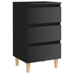 vidaXL Table de chevet avec pieds en bois Noir brillant 40x35x69 cm