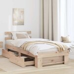 vidaXL Cadre de lit avec tiroir Marron 80 x 200 cm Bois massif en pin