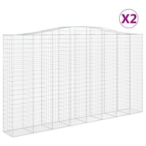 vidaXL Paniers à gabions arqués 2 Pièces 400x50x220/240 cm Fer galvanisé