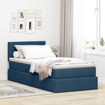 vidaXL Lit avec rangement et LED avec matelas Bleu 100 x 200 cm tissu
