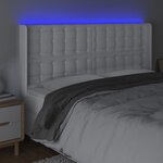 vidaXL Tête de lit à LED Blanc 163x16x118/128 cm Similicuir