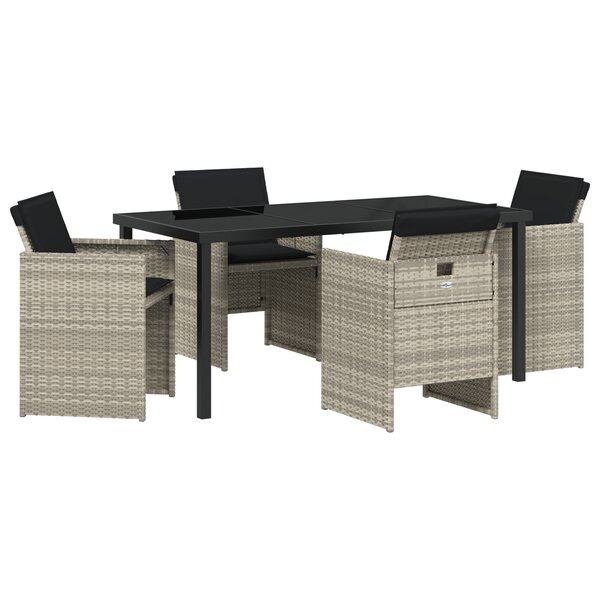 vidaXL Ensemble de jardin 5 pièces avec coussins gris clair en rattan synthétique