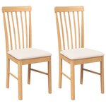 vidaXL Chaises à manger coussins 2 Pièces bois massif caoutchouc