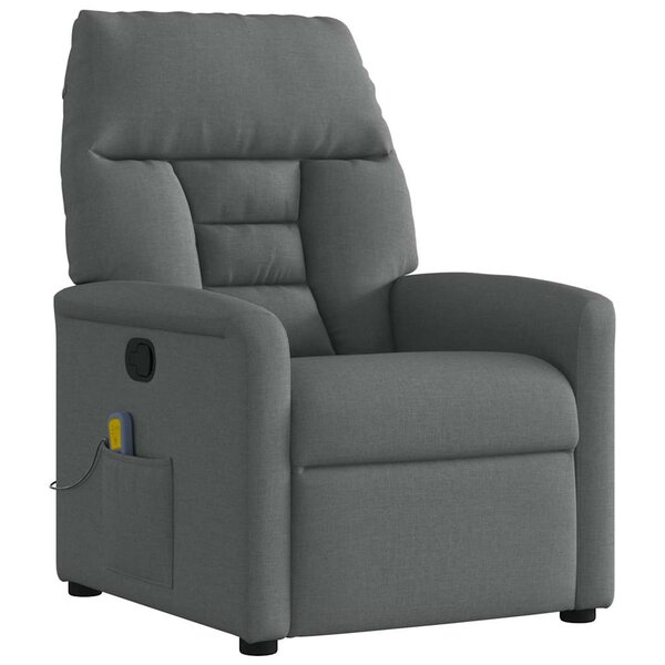 vidaXL Fauteuil de massage inclinable Gris foncé Tissu