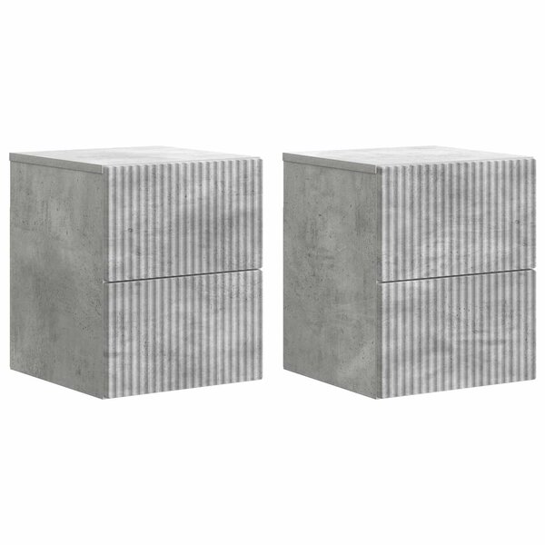 vidaXL Cabinet de chevet mural 2 Pièces Gris béton 33 x 34 5 x 40 cm